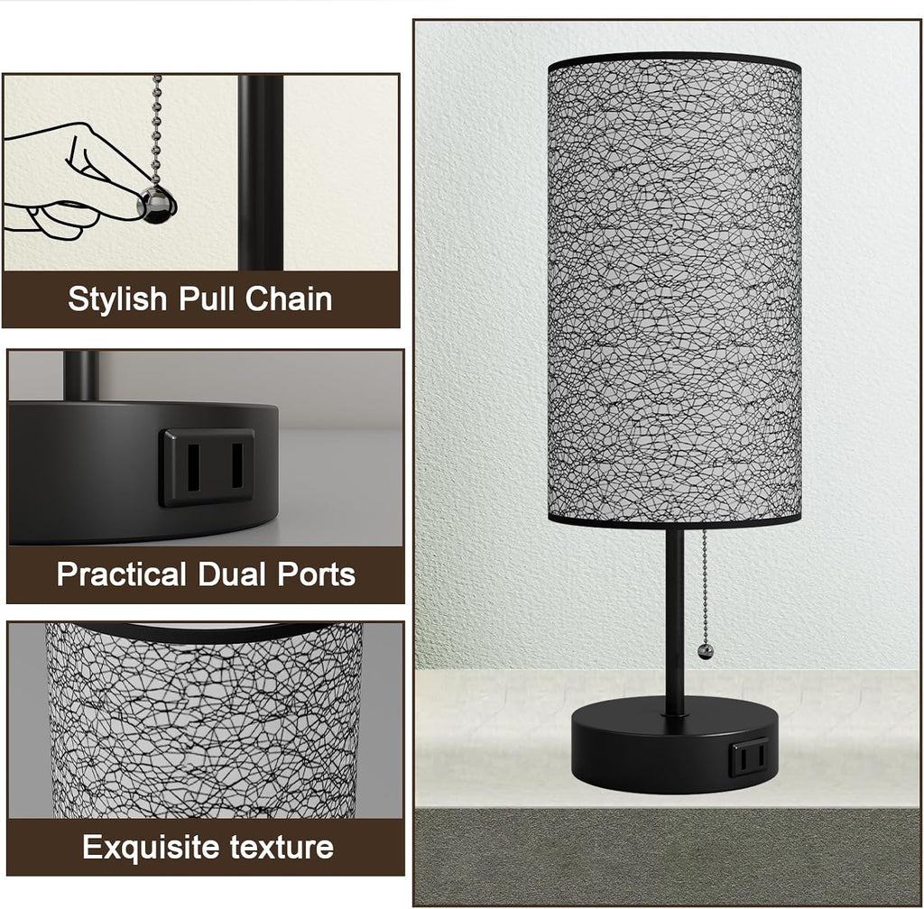 YIDPU Table Lamp for Bedroom, Nightstand Lamp for Bedside with AC Outlets, Adjustable 3color LED Light Desk Lamp for Home Decor, Included…