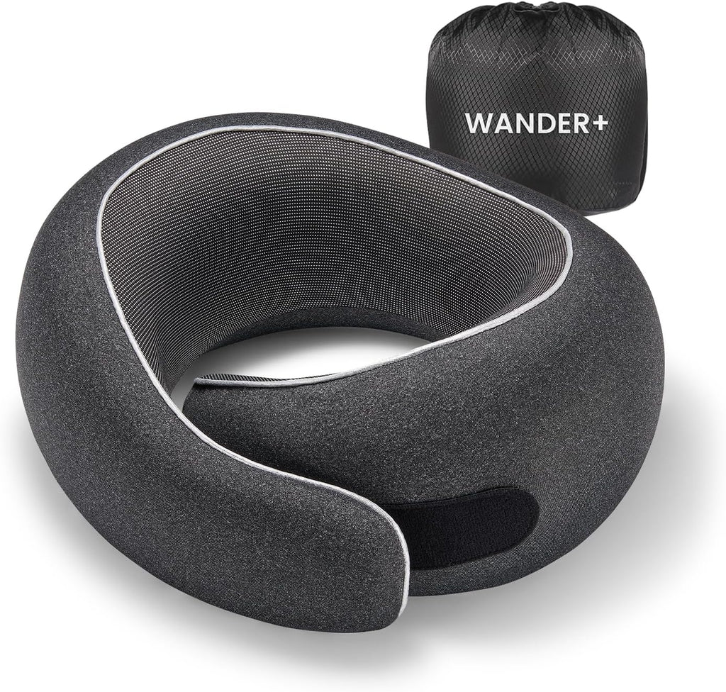 WANDER PLUS® Travel Neck Pillow, Pure Memory Foam Neck Pillow for Airplanes, Comfortable Breathable Cover, 360 Degree Support Ergonomic…