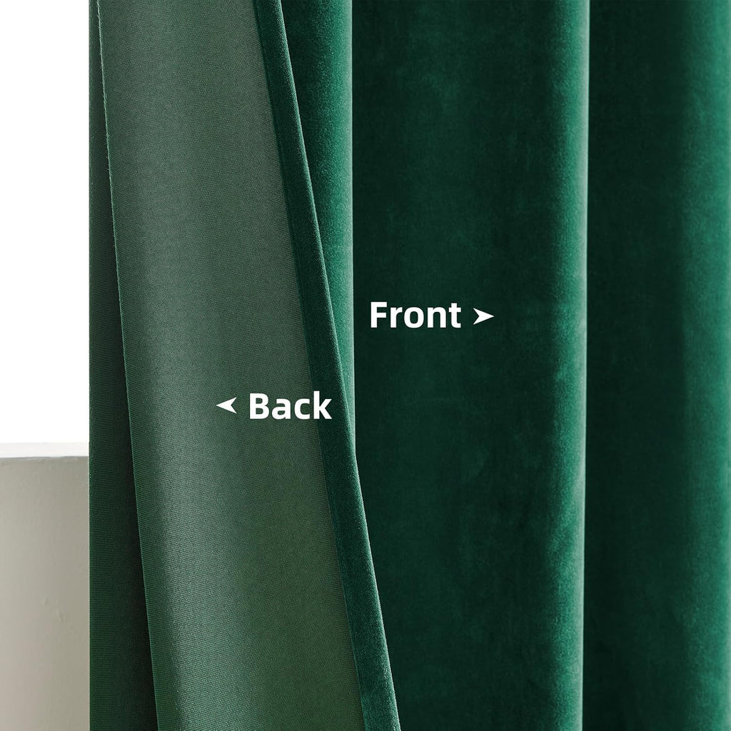 Joydeco Dark Green Velvet Curtains 84 Inches Length, Grommet Curtains 2 Panels, Thermal Insulated Privacy Room Darkening Window Drapes for…