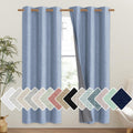 NICETOWN Stone Blue Vintage Linen 100% Blackout Curtains for Classroom, Thermal Insulated Curtains 72" Long, Noise Reducing Window…