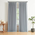 VisionHome Vision Home Blue Gray Pinch Pleated Full Blackout Curtains Linen Blended Room Darkening Window Curtains 108 inch for Living Room…