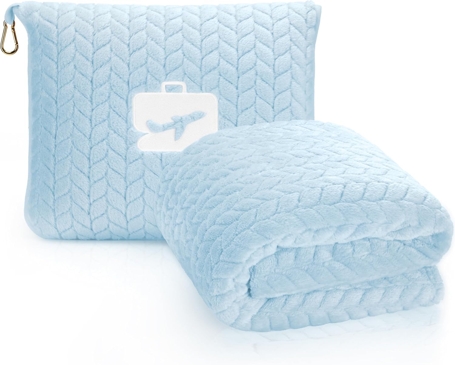 EverSnug Travel Blanket & Pillow 68x42 - Premium Ultra-Soft Microfleece 2 in 1 Compact & Packable Flight Blanket with Soft Bag…