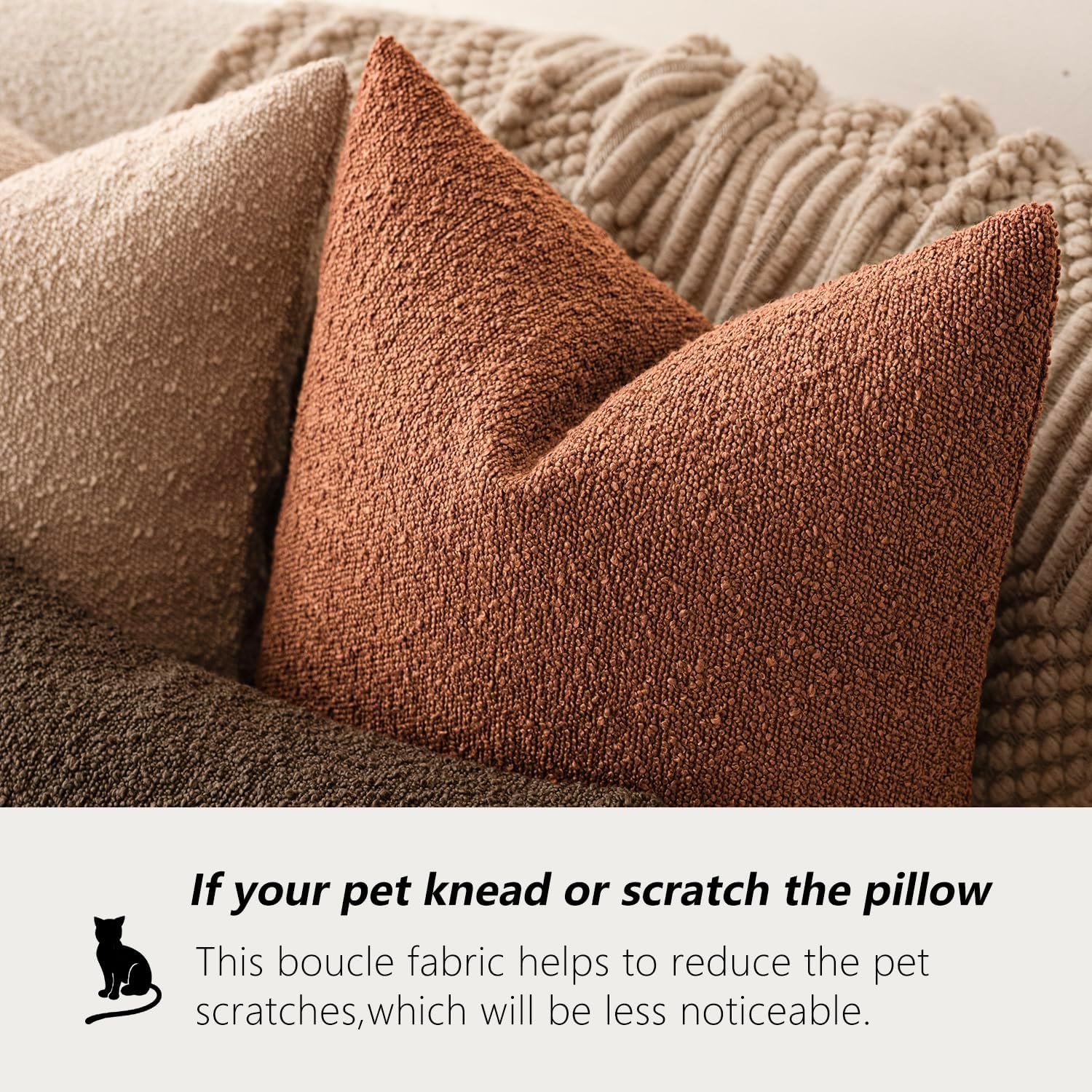 Foindtower Decorative Textured Boucle Throw Pillow Covers Accent Solid Lumbar Pillow Cases Soft Cozy Couch Cushion Case for Chair Sofa…