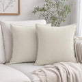 Zglaak Set of 2 Chenille Decorative Square Throw Pillow Covers with Classy Design, Durable, Room Decor,18 * 18inch (Cream White) 18inch White