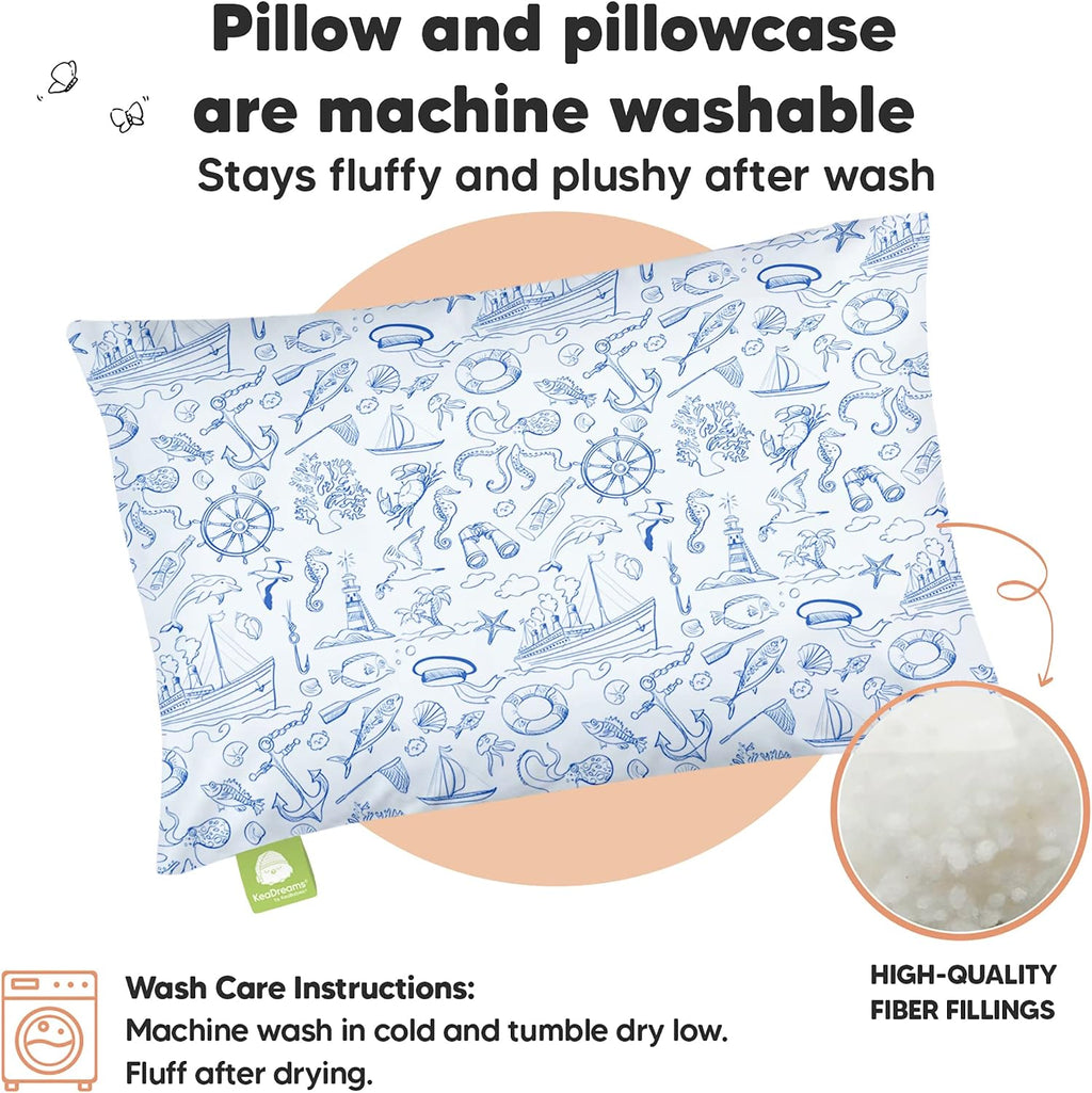 Toddler Pillow with Pillowcase - 13x18 My Little Dreamy Kids Travel Bed Pillows for Sleeping, Organic Cotton Small Pillowcase, Soft &…
