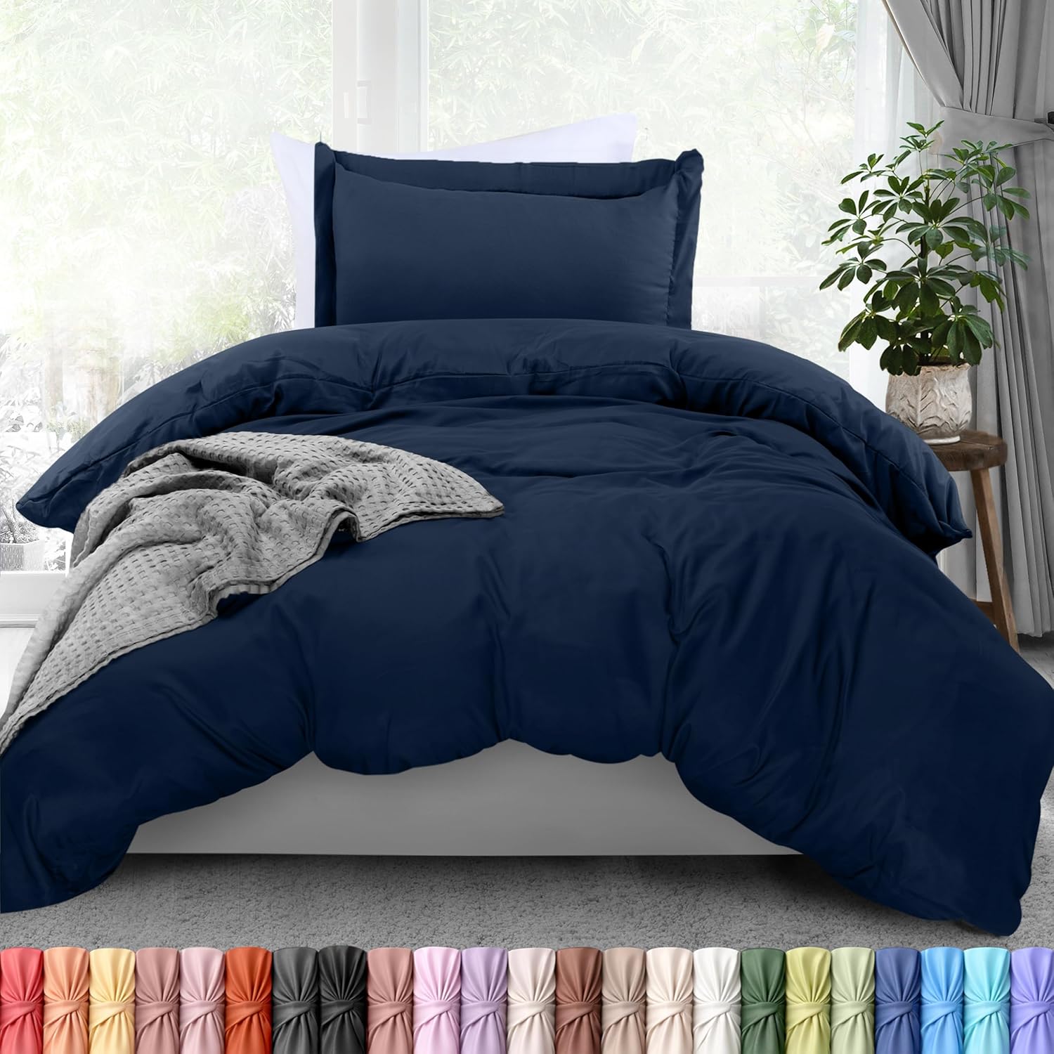 Utopia Bedding Duvet Cover Twin Size - 2 Piece with Zipper Closure - 1 Comforter Cover 68X90 Inches & 1 Pillow Sham 20X26 Inches (Navy)…