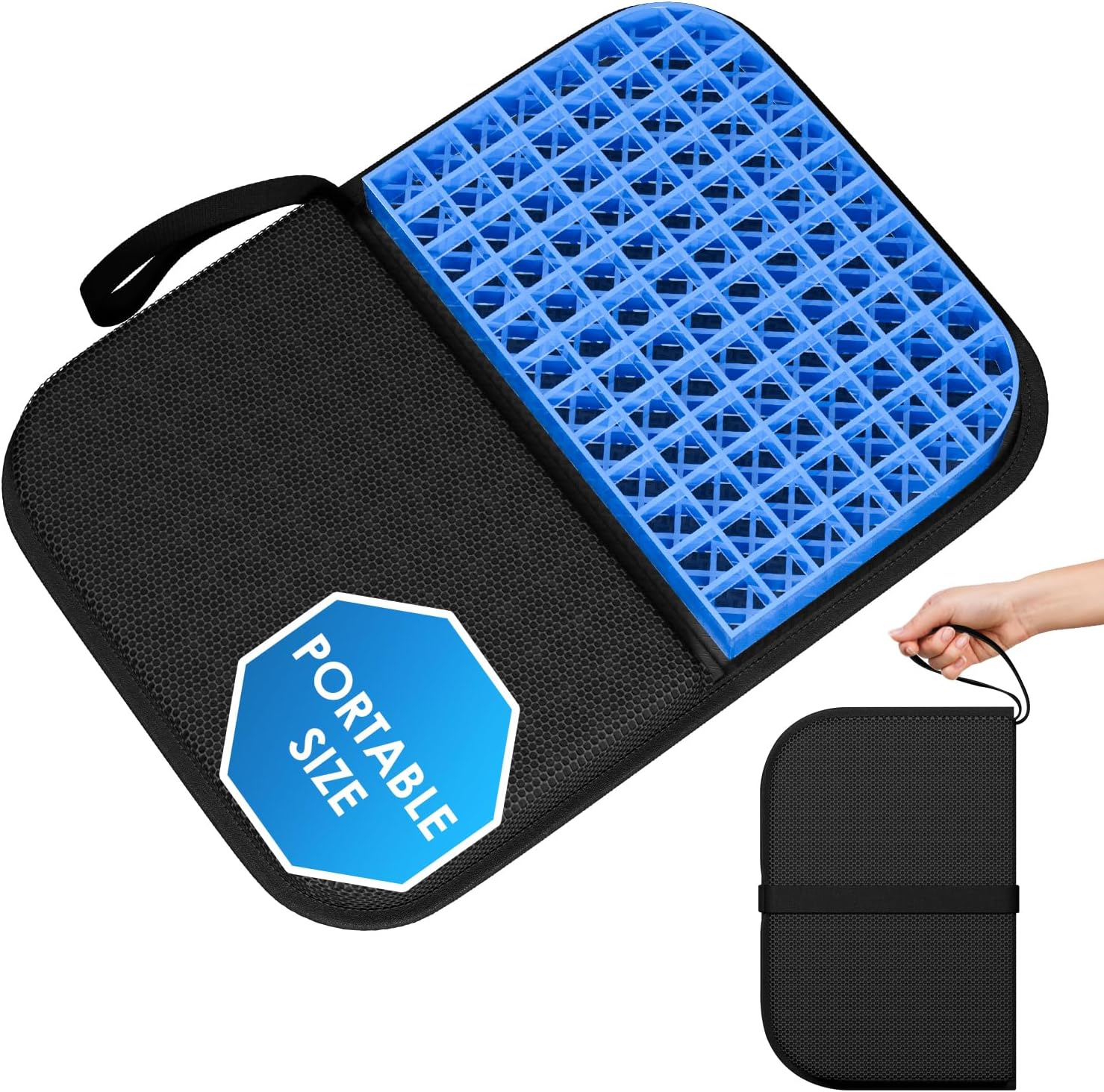 Wisimmall Gel Seat Cushion Portable Travel Cushions, 16.5" x 12" Large Size Super Thick Foldable Chair Seat Cushion Lightweight for Car Off…