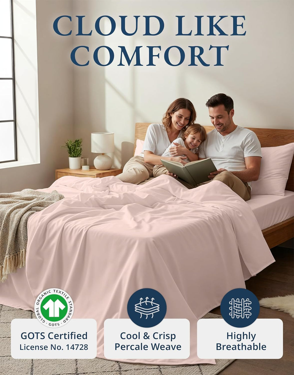 LaneLinen LANE LINEN reusable 100% Organic Cotton Twin Sheet Set, Hotel Quality Bedding Sheets & Pillowcases Set Twin Size, Soft & Comf…