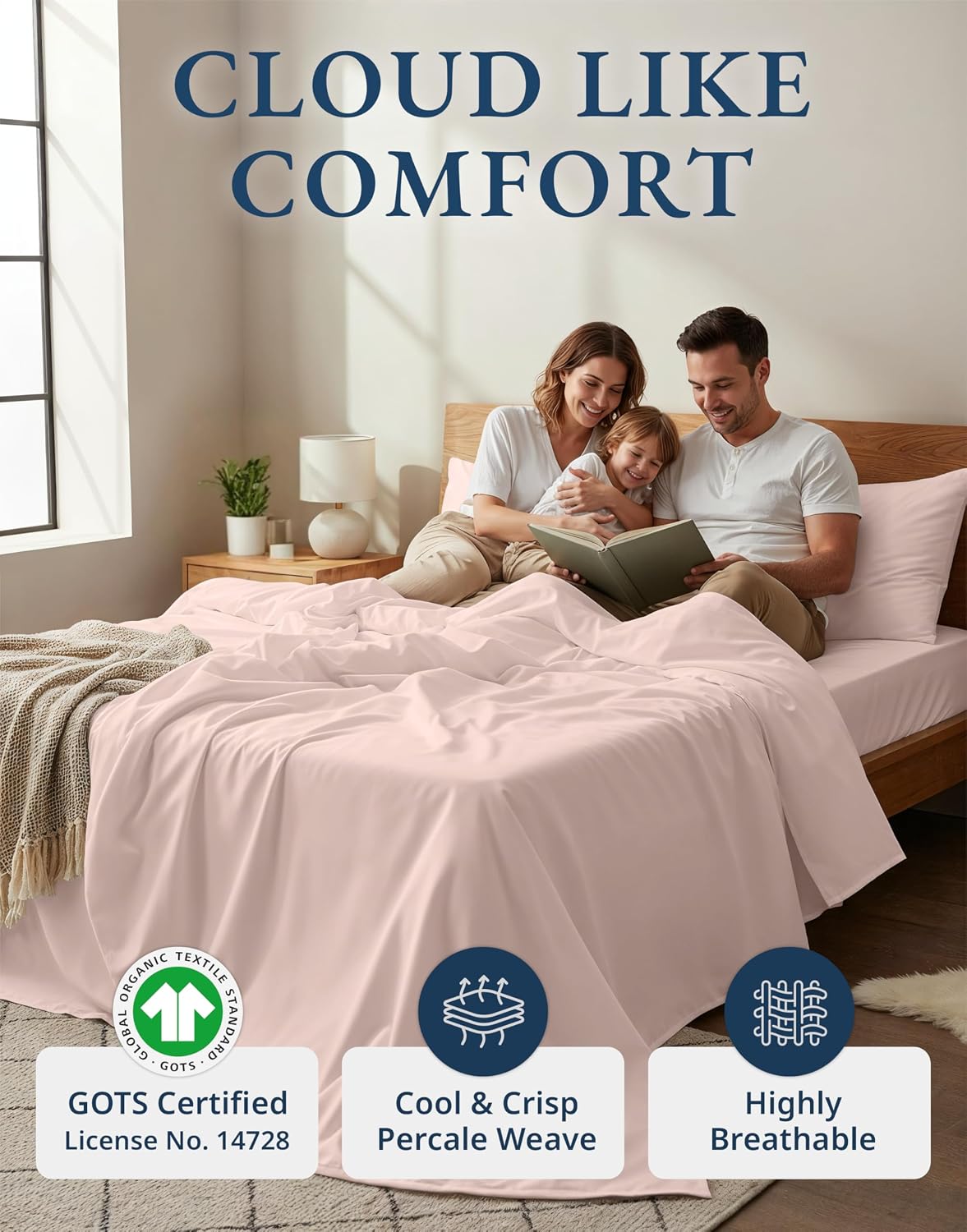 LaneLinen LANE LINEN reusable 100% Organic Cotton Twin Sheet Set, Hotel Quality Bedding Sheets & Pillowcases Set Twin Size, Soft & Comf…