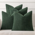 Miulee Boho Farmhouse Throw Pillow Covers 18x18 Inch Set of 4 Soft Neutral Covers Christmas Dark Green Corduroy Couch Pillowcases Home Deco…