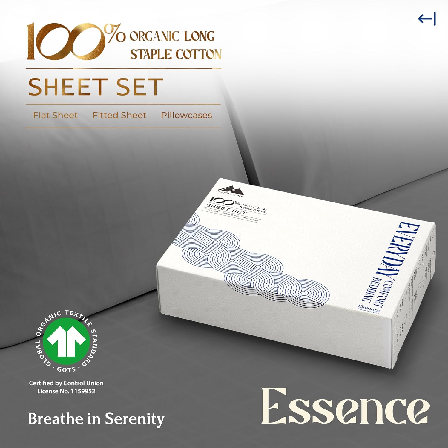 Mayfair Linen 100% Organic Cotton Sheets California King Size - 4 PC Organic Cotton Cal King Size Percale Weave Sheet Set, Soft, Cooling…