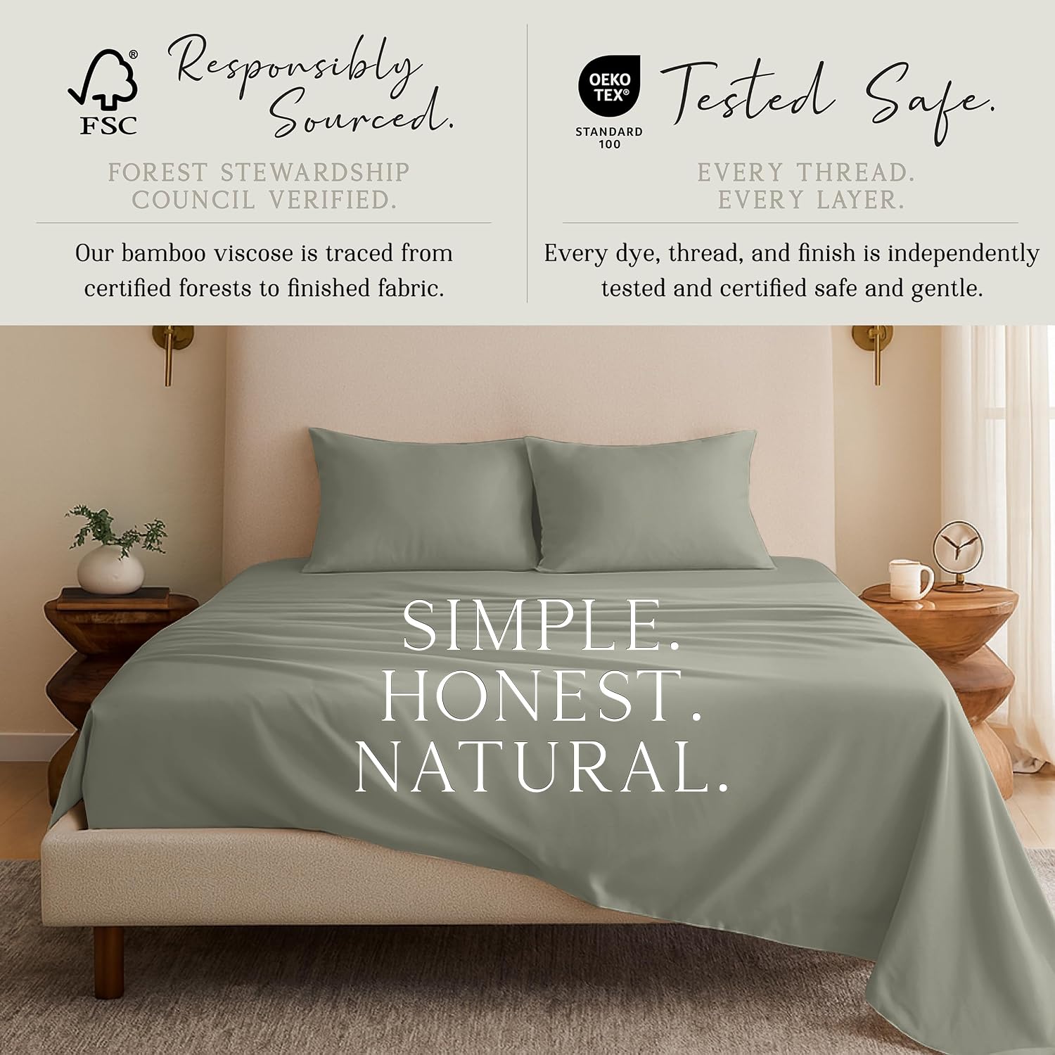 KARISSA MAE 6 Piece Pure Viscose from Bamboo Queen Size Sheet Set | 100% FSC Certified | Luxuriously Soft | Cooling | 18" Deep Pocket…