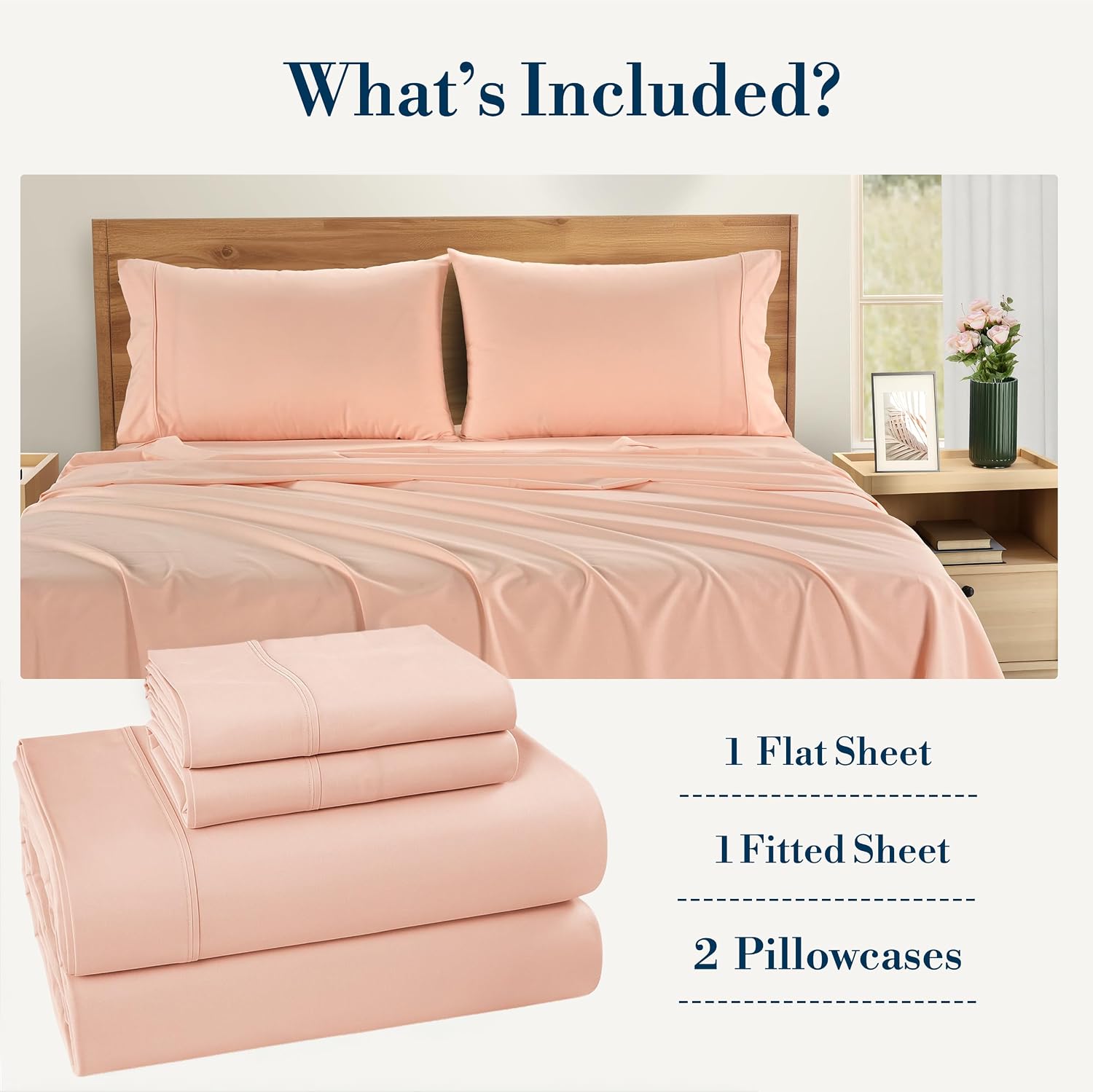 Casa Platino 100% Cotton Twin Size Sheets Set – 4 Piece Crisp Percale Twin Size Cooling Sheets, Lightweight for Summer, with 15" Deep…