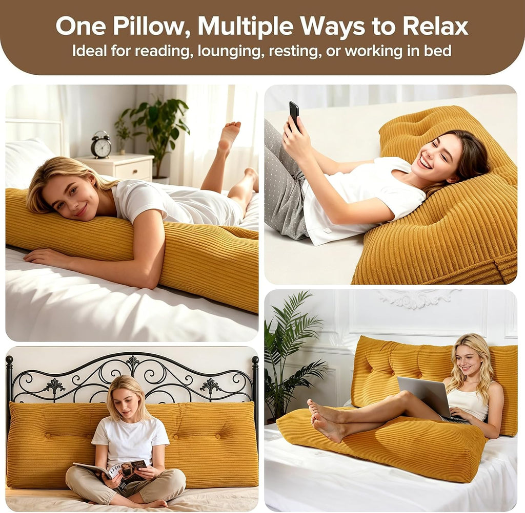 Royal Choice Headboard Pillow for Sitting Up in Bed, Twin Size Backrest Triangle Reading Pillow for Daybed, Supportive Bed Back Pillow for…