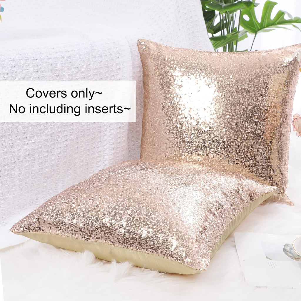 uxcell 2 Pcs Sequin Throw Pillow Covers, Shiny Sparkling Comfy Satin Cushion Covers, Decorative Pillowcases for…