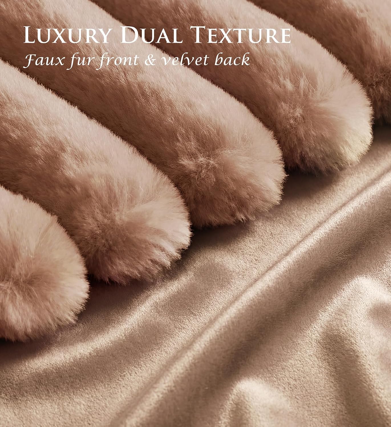 MEGAYES Pack of 2 Throw Pillow Covers 20x20 Decorative Solid Plush Faux Fur with Soft Velvet Back, Square Striped Cushion Cases Mode…