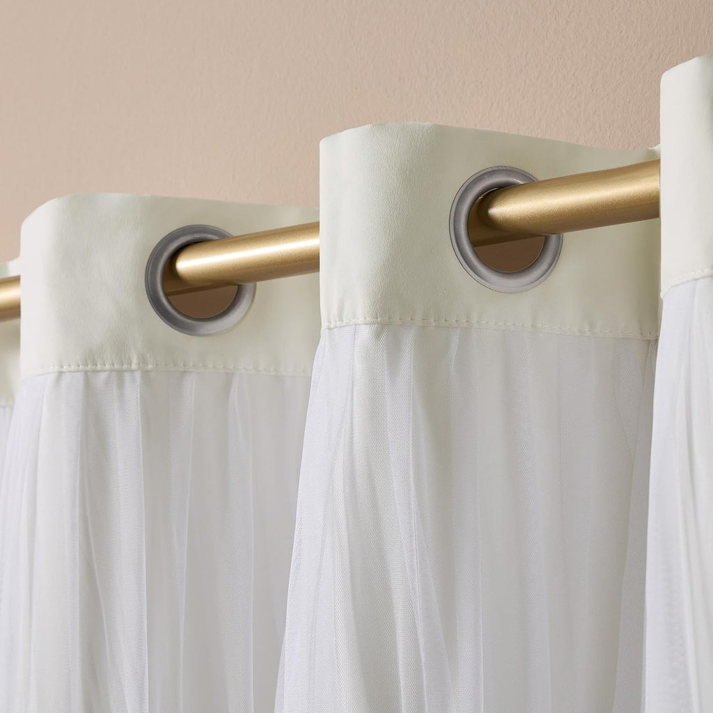 TOWN & COUNTRY LUXE Talia Double Layer Indoor Curtains, Sheer and Room Darkening Blackout, Grommet Top, Energy Efficient, 2-Pack Set…