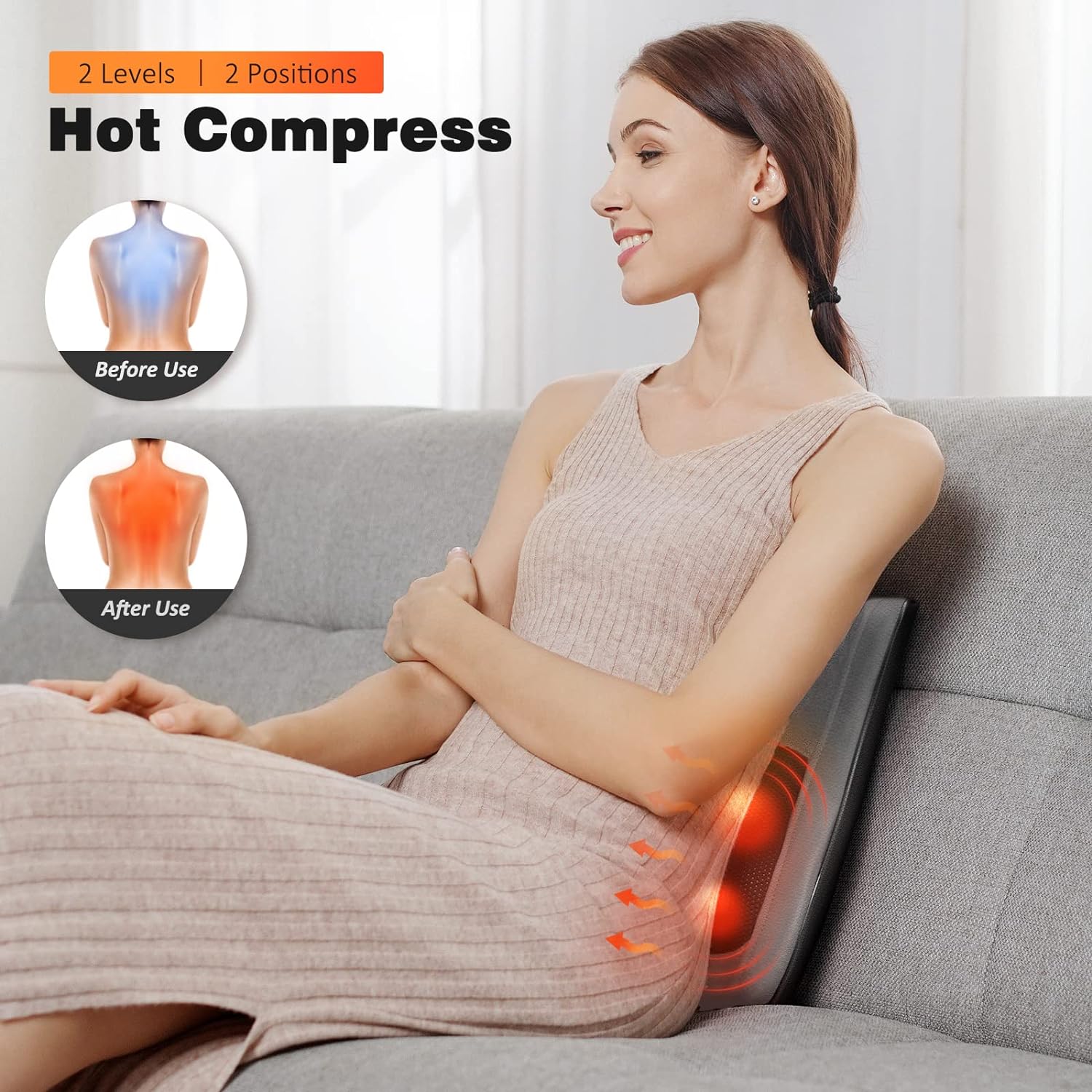 Boriwat Back Massager with Heat, 3D Kneading Massage Pillow for Back, Neck, Shoulder, Leg Deep Tissue, Gifts for Women Men Mom Dad(Dark Gra…