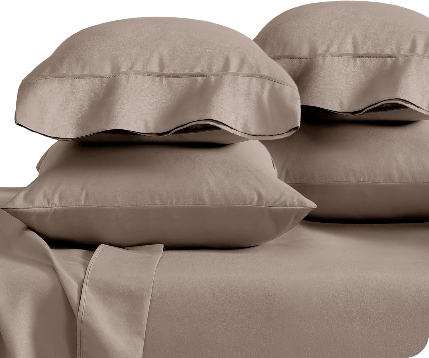 BareHome Bare Home Microfiber Bulk Pillow Cases - Standard/Queen Size Set of 4 - Cooling Pillowcases - Double Brushed - Taupe Pillowcases 4…