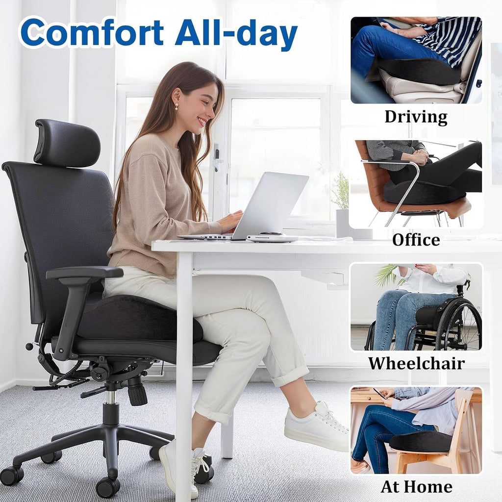 CushyOasis Seat Cushion, Gel Chair Cushions, Office Chair Cushions, Anti-Slip Bottom & Removable Cover Tailbone Cushion, Memory Foam Seat C…