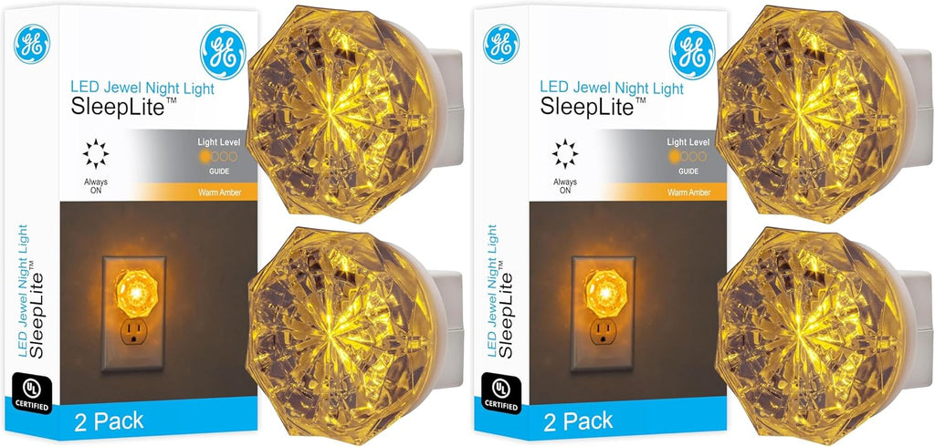 GE Jewel LED Night Light, Plug-in, Dusk to Dawn Sensor, Amber, UL-Certified, Energy Efficient, Ideal Nightlight for Bedroom, Bathroom…