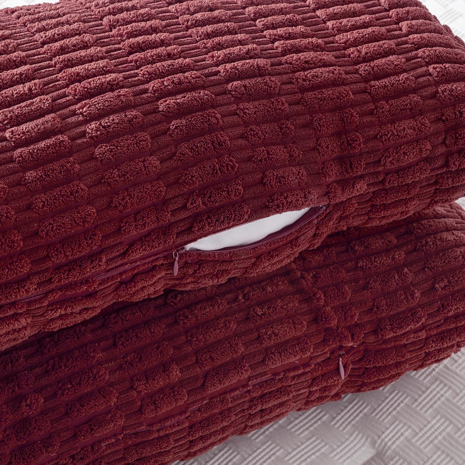 Fancy Homi Decorative Throw Pillow Covers for Bed Couch Bedroom Bench, Soft Corduroy Solid Pillow Case, Rustic Farmhouse Boho Room…