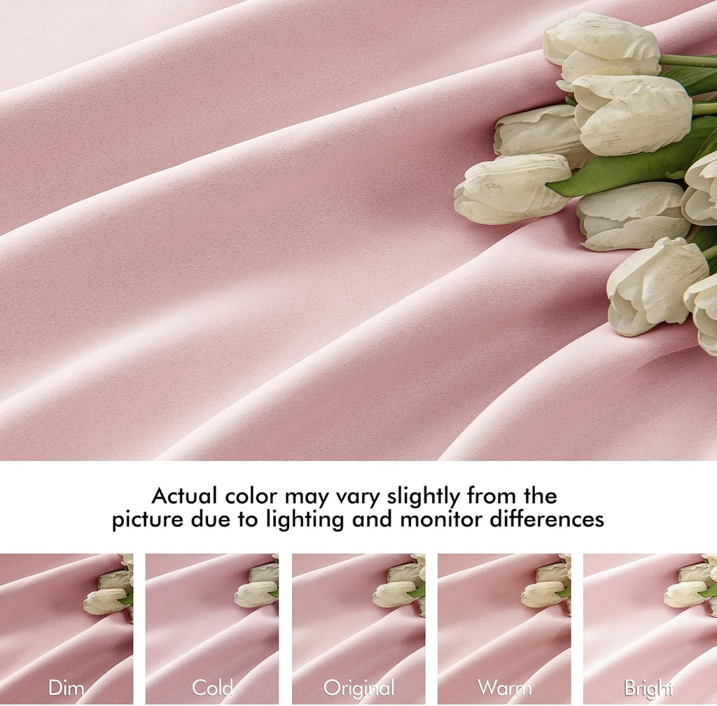 Miulee Baby Pink Back Tab Blackout Curtains 84 Inch Length 2 Panels Set for Living Room Bedroom Privacy, Rod Pocket/Pinch Pleated Thermal I…