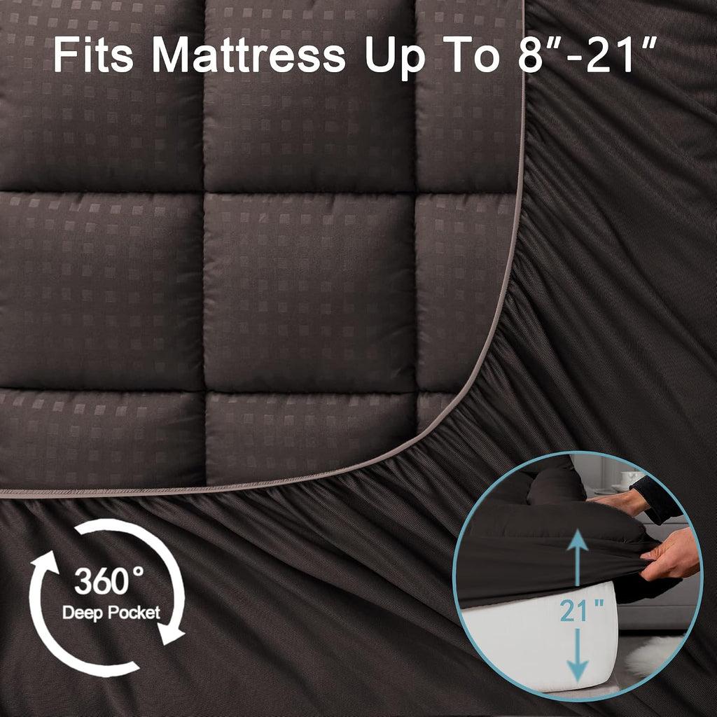 HYLEORY Twin Mattress Pad Quilted Fitted Mattress Protector Cooling Pillow Top Mattress Cover Breathable Fluffy Soft Mattress Topper with…