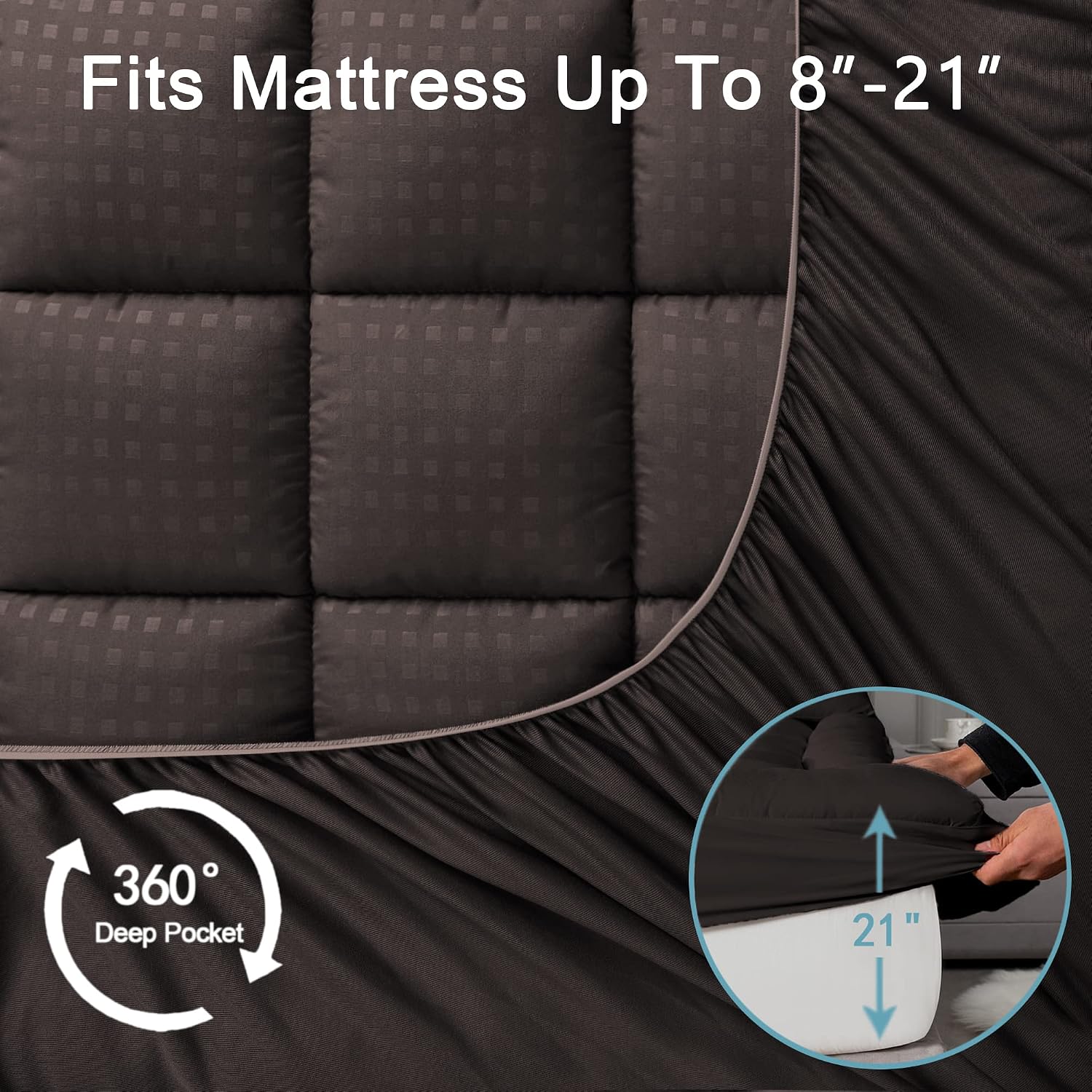 HYLEORY Twin Mattress Pad Quilted Fitted Mattress Protector Cooling Pillow Top Mattress Cover Breathable Fluffy Soft Mattress Topper with…