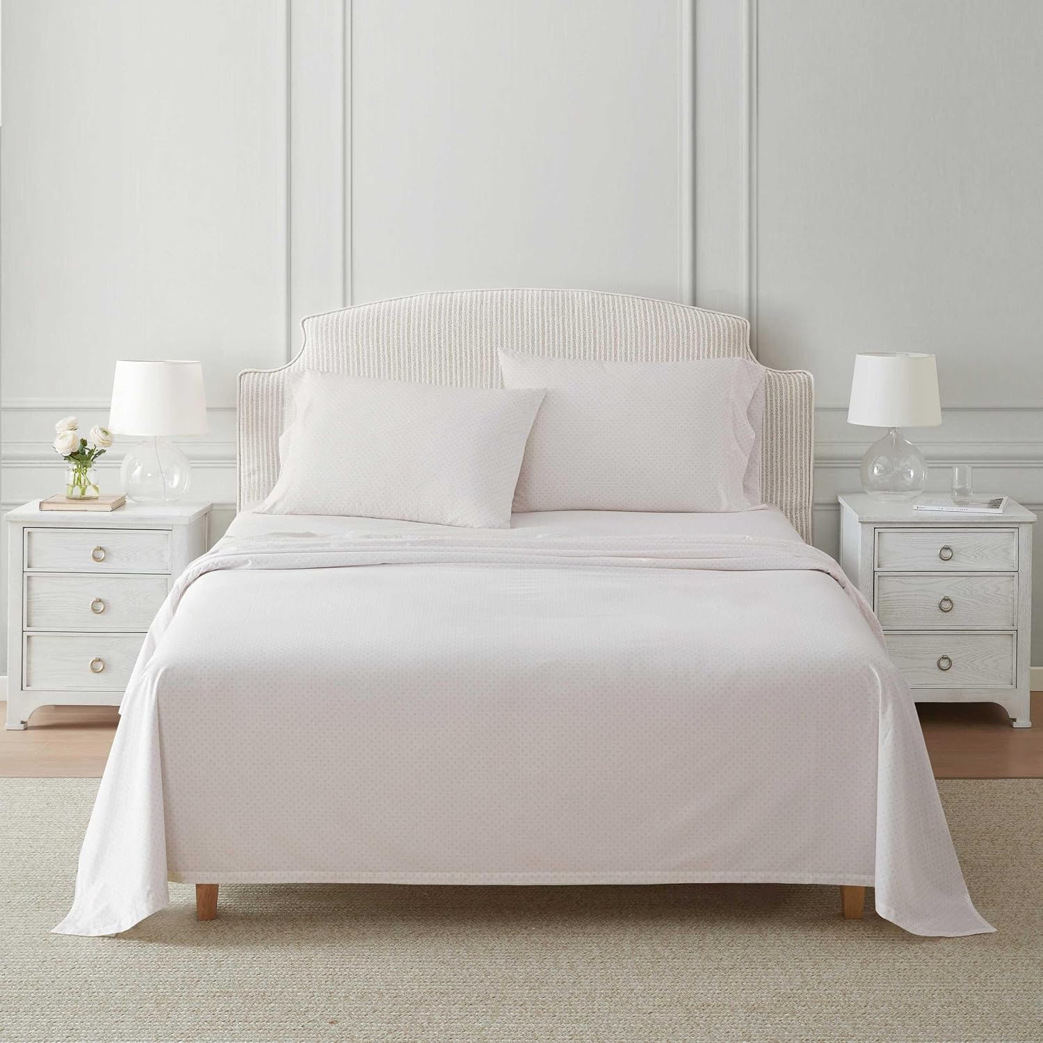 MarthaStewart Martha Stewart - Twin Size Sheets Set, Crisp & Tailored Cooling Sheets with a Naturally Smooth Cotton Percale Lightweight Fee…