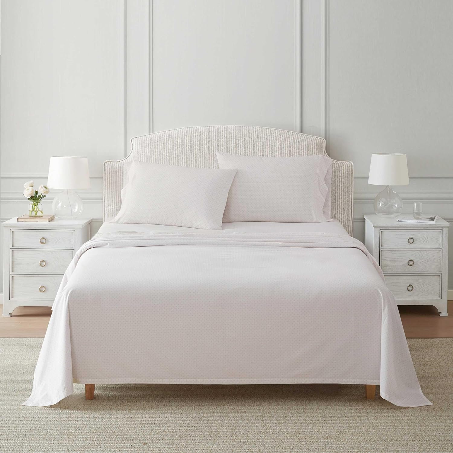 MarthaStewart Martha Stewart - Queen Size Sheets Set, Crisp & Tailored Cooling Sheets with a Naturally Smooth Cotton Percale Lightweight Fe…