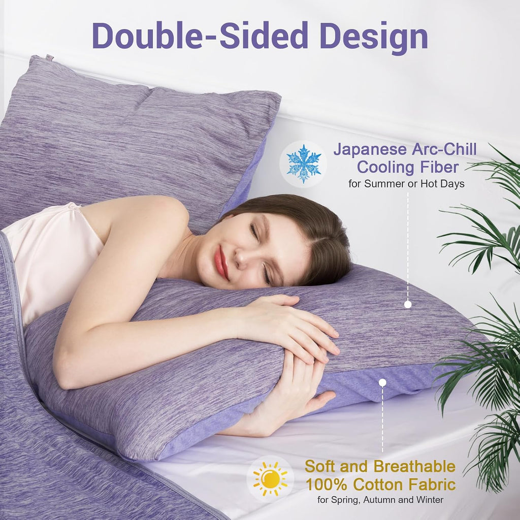 Elegear Cooling Pillow Cases for Hot Sleepers, Japanese Q-Max 0.5 Cooling Pillowcases, Both Sides(Cooling/Cotton), Breathable Soft Pillowca…