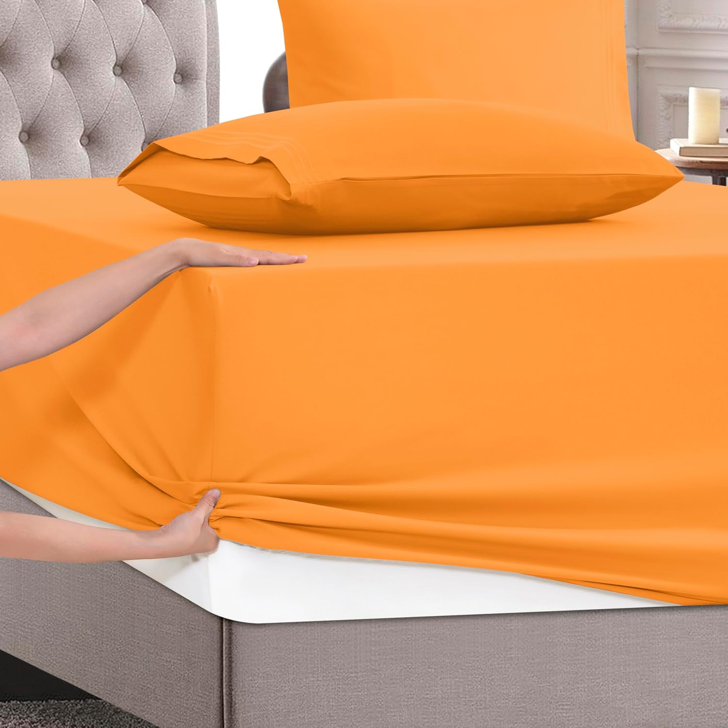 MocassiLuxuryBedding Mocassi Twin XL Size 4-Piece Bed Sheet Set - 1800 Hotel Quality Microfiber 18-24 Inches Extra Deep Pocket Fitted Sheet…