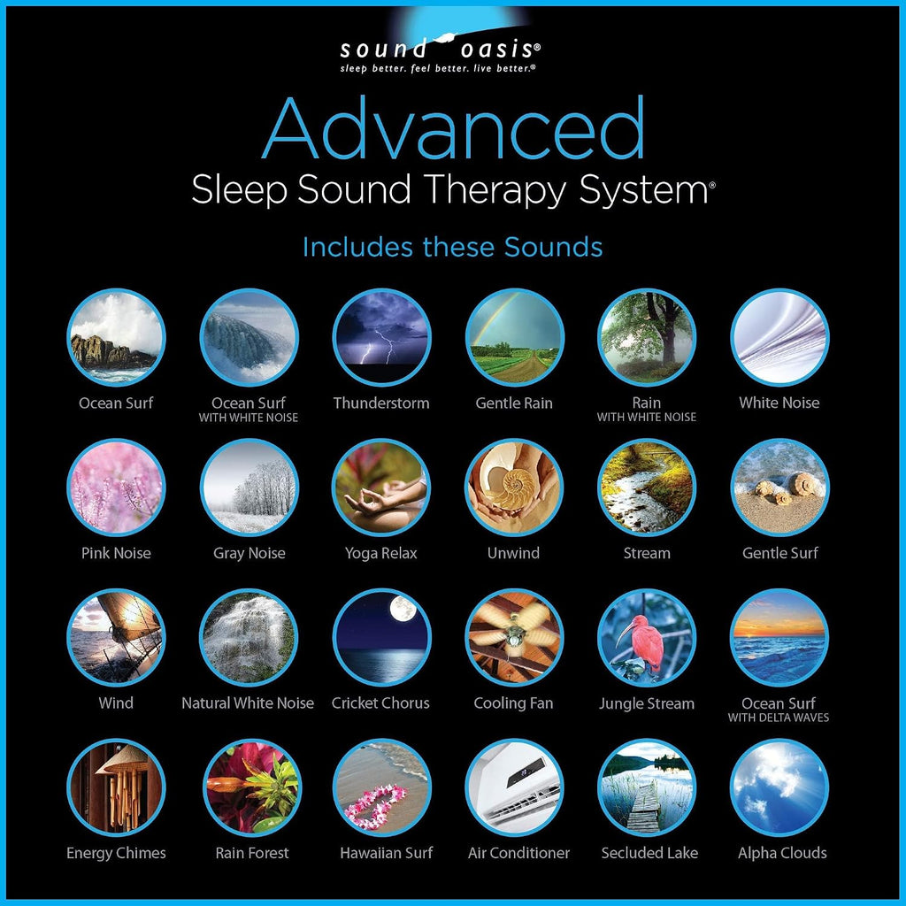 SoundOasis Sound Oasis Advanced Sleep Sound Machine, 24 Dr Developed Non-looping Relax, Sleep, Nature, Music Sounds - Delta, Alpha, Beta Br…