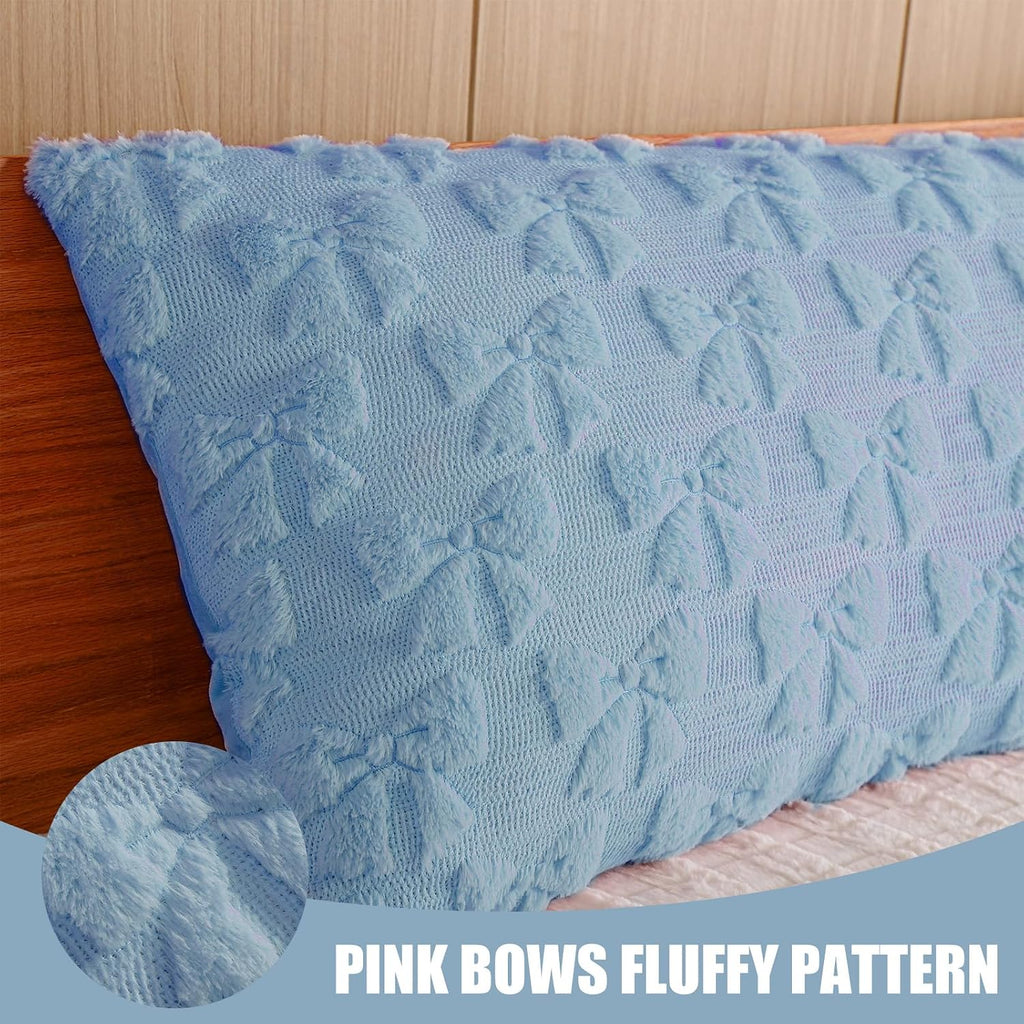 SmoothNovelty Blue Bow Body Pillow Cover 20 x 54 Inches Coquette Long Body Pillowcase with Zipper Closure Coquette Room Decor Cute Faux…