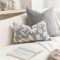 BlissBlush Gray Floral Lumbar Pillow Cover 12x20 Inch, Velvet Rectangle Throw Pillow Cover Soft Decorative Farmhouse Accent Couch Pillow…