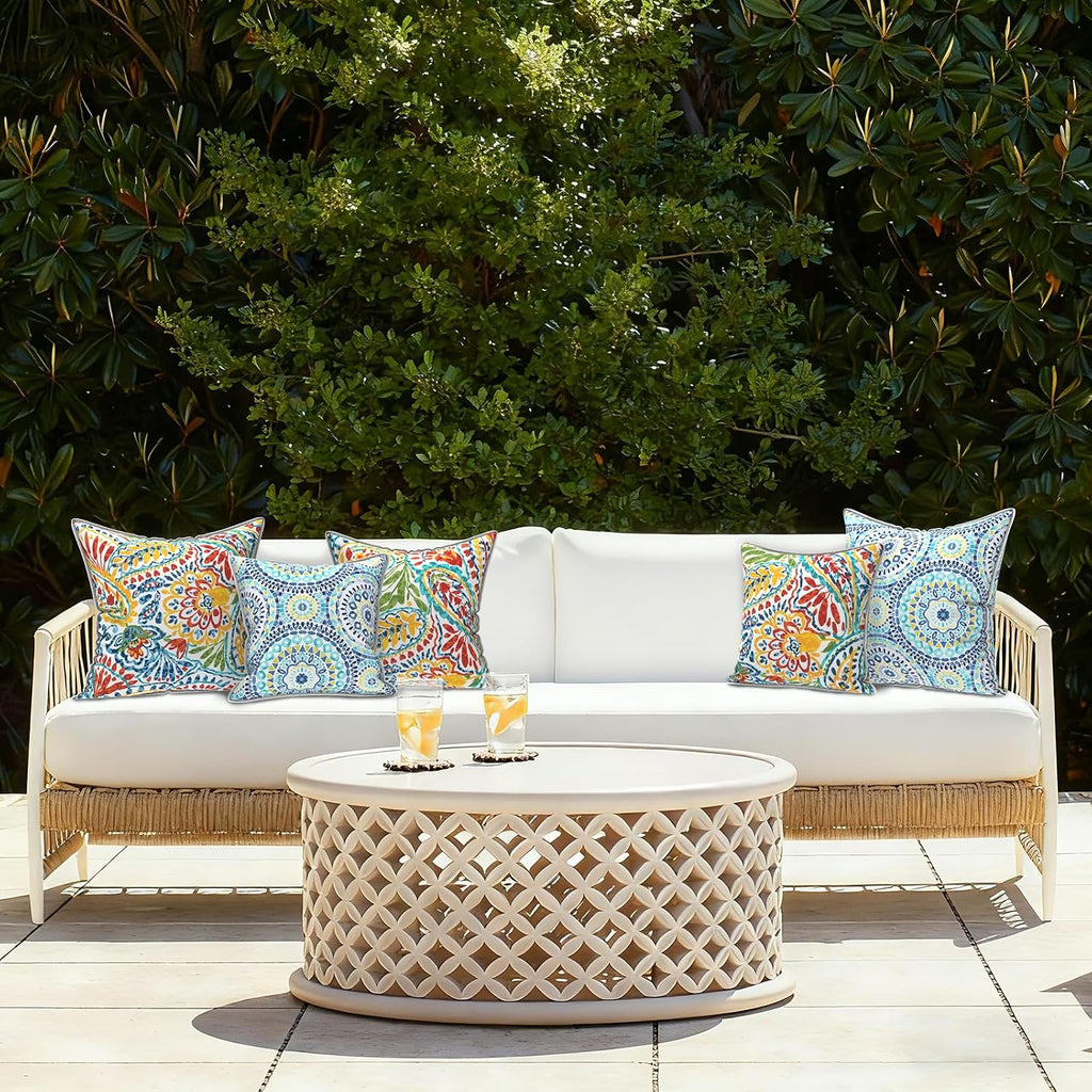 LVTXIII Pack of 2 Outdoor Throw Pillow Covers Accent Waterproof Pillow Covers ONLY, Patio Square Cushion Cases for Garden Balcony Couch…