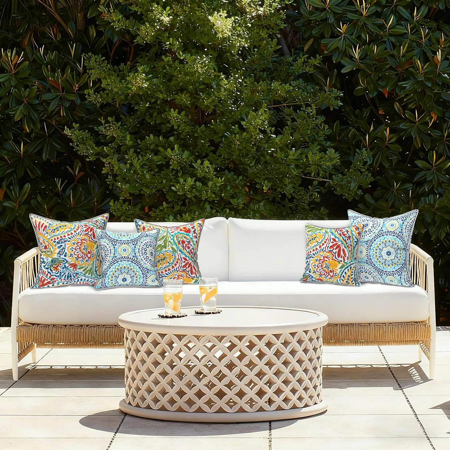 LVTXIII Pack of 2 Outdoor Throw Pillow Covers Accent Waterproof Pillow Covers ONLY, Patio Square Cushion Cases for Garden Balcony Couch…