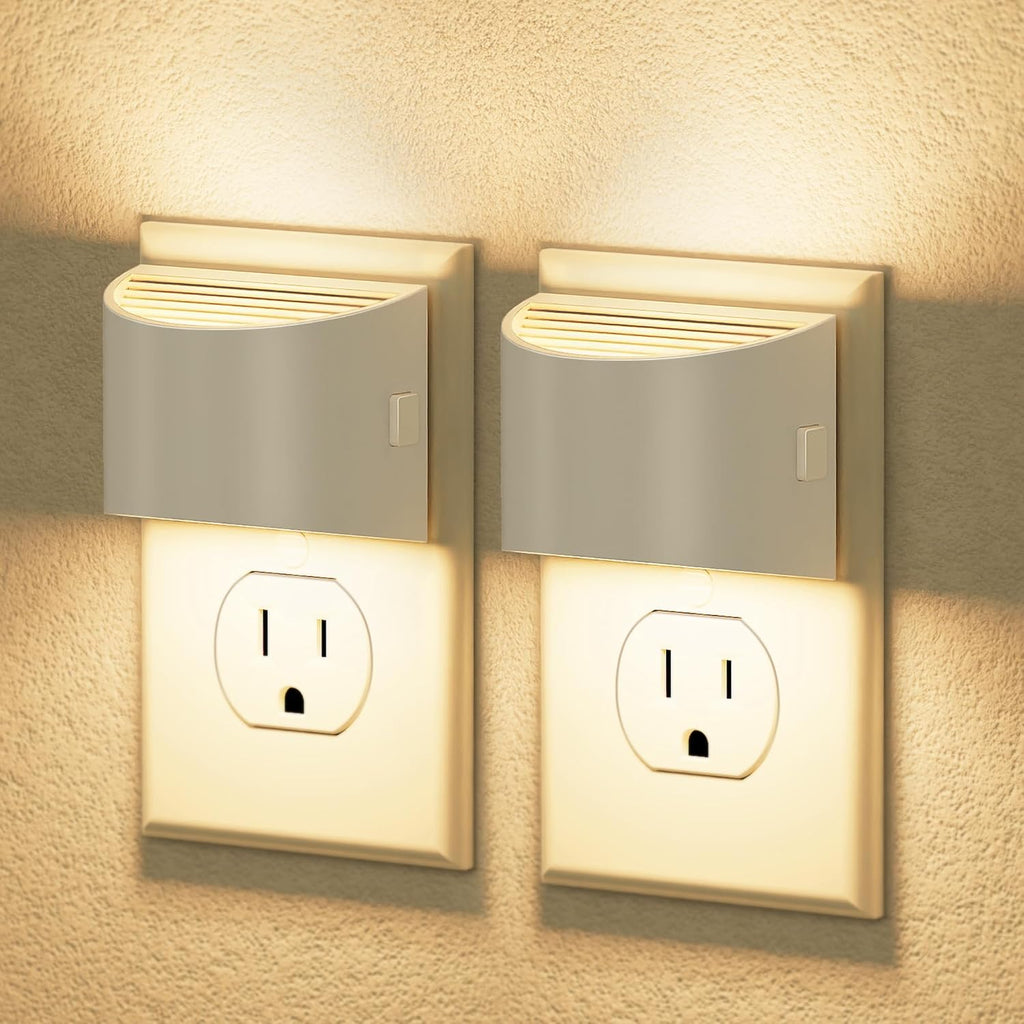 JandCase LED Night Lights Plug into Wall 2 Pack, Automatic Night Light, Dusk to Dawn Sensor Nightlight, 0-100LM Brightness Adjustable Night…