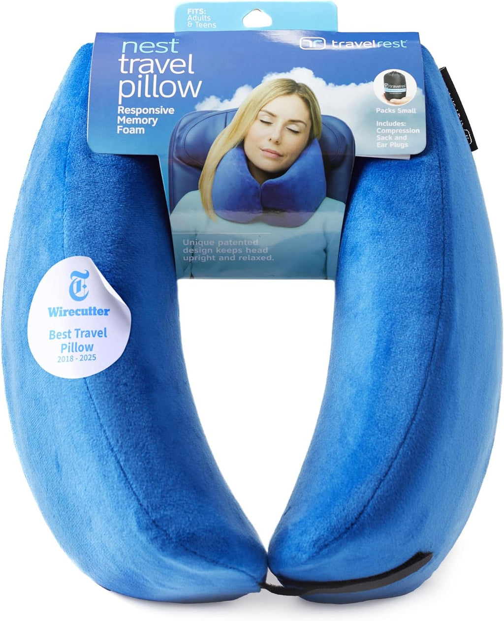 TRAVELREST Sleep Neck Pillow Travel - Travel Essentials, Memory Foam, Neck Support Pillow for Long Flight, Plane Sleeping Accessories…