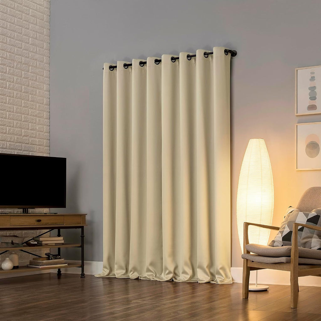 Sun Zero Nordic 2-Pack Theater Grade Noise Reducing Extreme 100% Blackout Grommet Curtain Panel Pair, 52" x 96, Cream Off-White