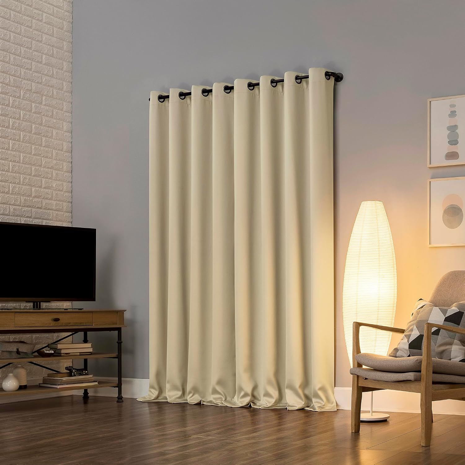 Sun Zero Nordic 2-Pack Theater Grade Noise Reducing Extreme 100% Blackout Grommet Curtain Panel Pair, 52" x 96, Cream Off-White