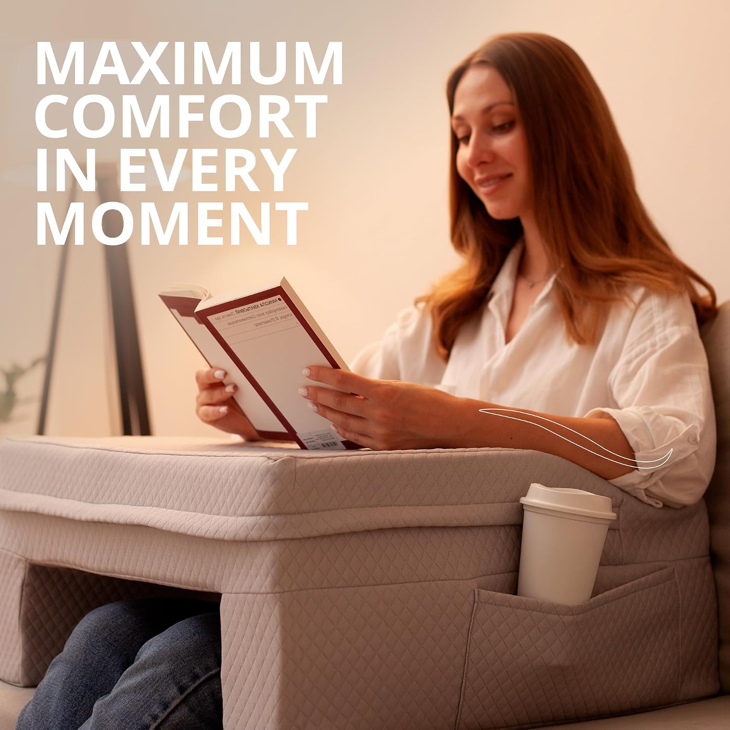 Laptop Pillow for Bed & Couch – 24" Lap Desk with High Density Foam, 16" Leg Spacing, Arm Rests, Side Pockets, 2 Washable Covers |…