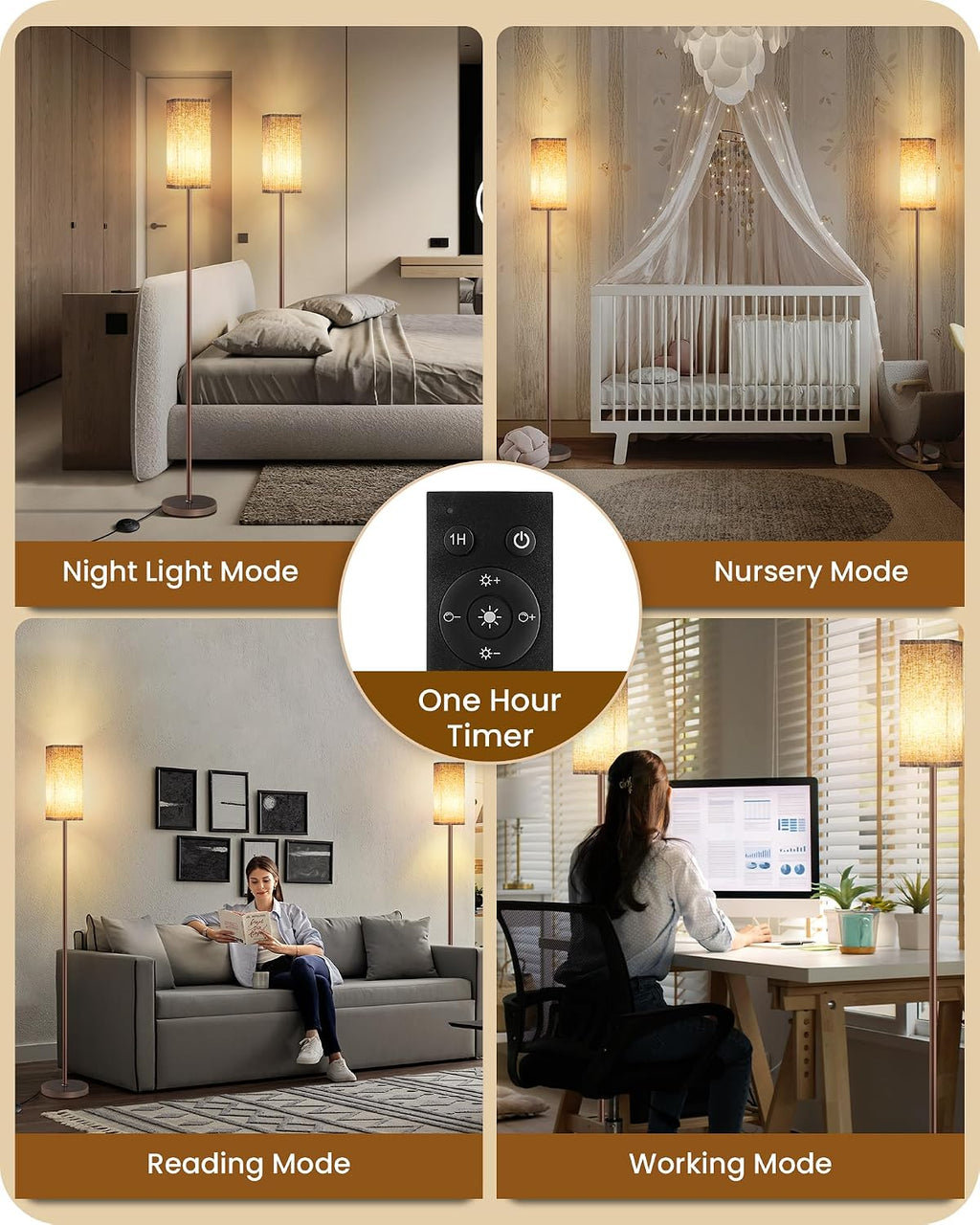 64.2'' Dimmable Floor Lamp for Living Room with Remote and Foot Switch, Corner Floor Lamp for Bedroom, Includes 10W A19 Bulb, Modern…