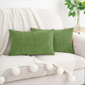 Hwy50 HWY 50 Forest Green Lumbar Pillow Covers 12x20 Inch Pack of 2, Soft Chenille Decorative Throw Pillow Covers Farmhouse for Spring Couc…