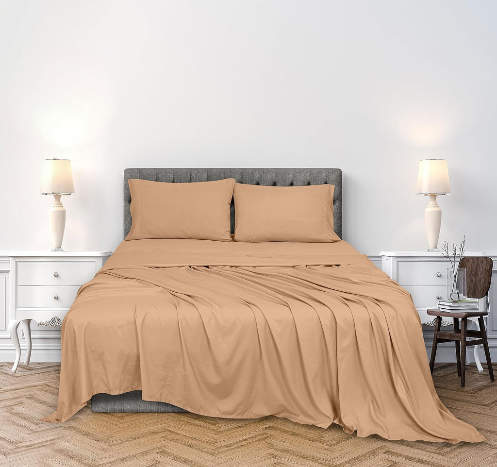 Royalelinens ROYALE LINENS 300 Thread Count 100% Long Staple Combed Cotton Sheet Set - 4 Piece King Bed Sheets - 1 Fitted, 1 Flat & 2 Pillo…
