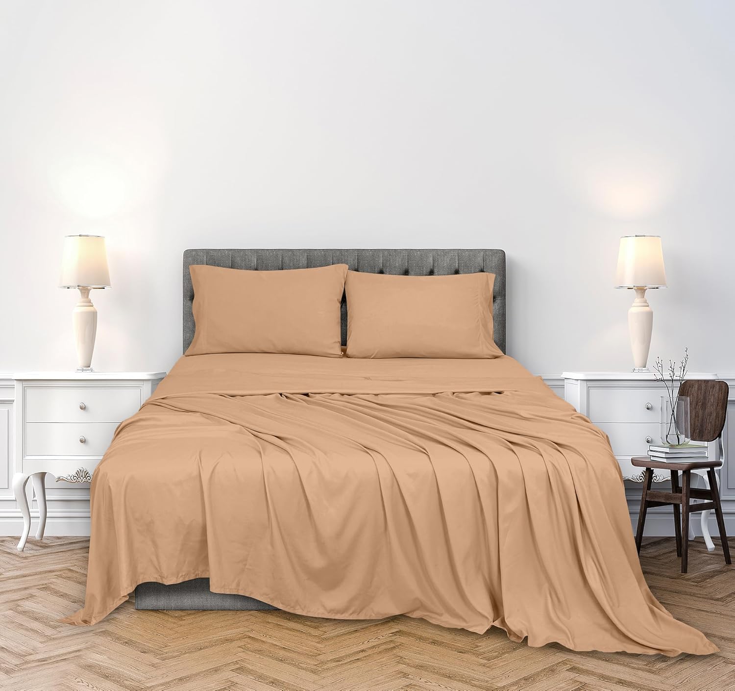 Royalelinens ROYALE LINENS 300 Thread Count 100% Long Staple Combed Cotton Sheet Set - 4 Piece Queen Bed Sheets - 1 Fitted, 1 Flat & 2 Pill…