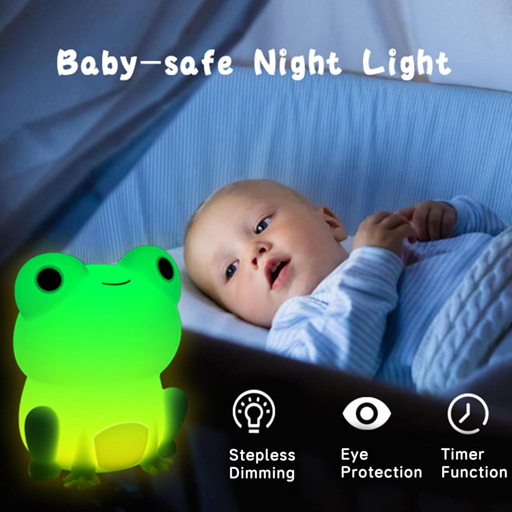Led Cute Frog Night Light, Dimmable Timer Nursery Kawaii Lamps, Super Squishy Silicone USB Rechargeable Beside Lamp, Used for Camping…