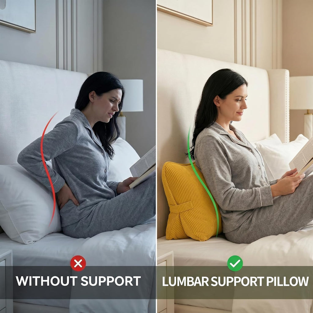 Ailuteie Pat. Pend. Corduroy Reading Back Pillow with Lumbar Support, Triangle Backrest Cushion for Bed Sitting & Relaxing, Support Pillow…