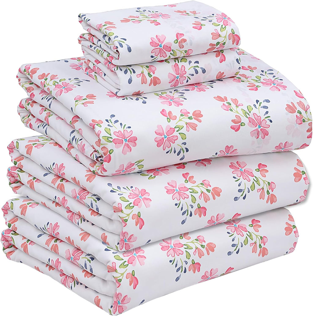 Ruvanti 100% Cotton Percale Sheets Split King Size – Crisp Cooling Bed Sheets for Hot Sleepers, Deep Pocket 16”, Soft Breathable & Durable…